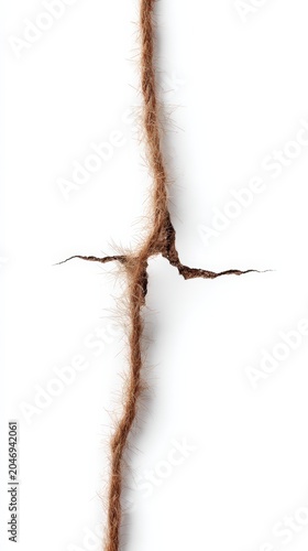 A single raw spaghetti strand breaking isolated on white background