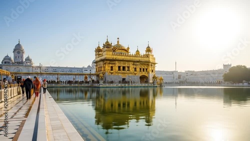 Golden Temple Amritsar Sunrise with Sikhism Holy Site, and India Serenity.