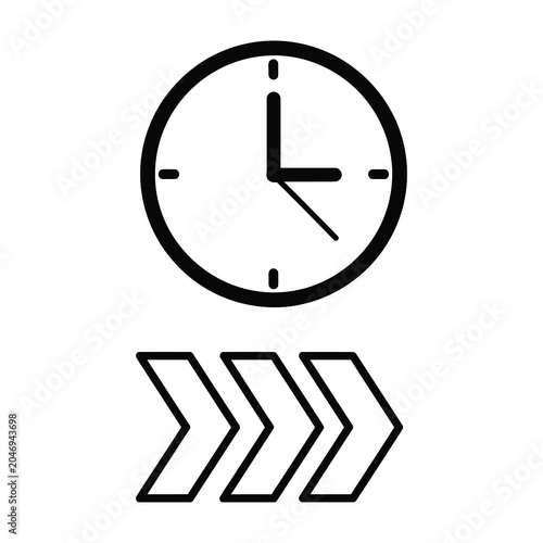 Vászonkép Clock with arrows indicating time passing quickly