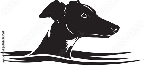 Silhouette of a dog with a pink bow in its hair, Generative Ai