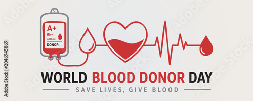 Fotografie World Blood Donor Day Medical Heart Banner