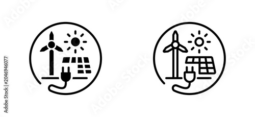 Tableau sur toile Style Glyph And Line Collection Vector Icon of Alternative Energy