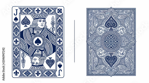 Slika na platnu Jack of Spades Playing Card and Back Design