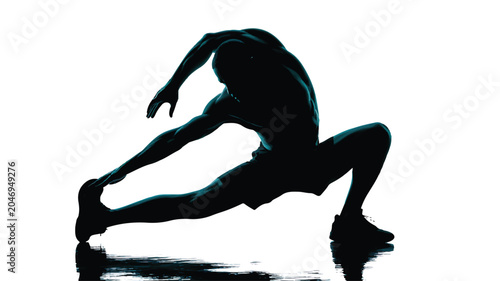 Silhouette of a person stretching vector illustration with silhouette, exercise