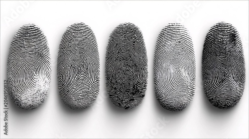 black and white fingerprint pattern set for security and identity verification