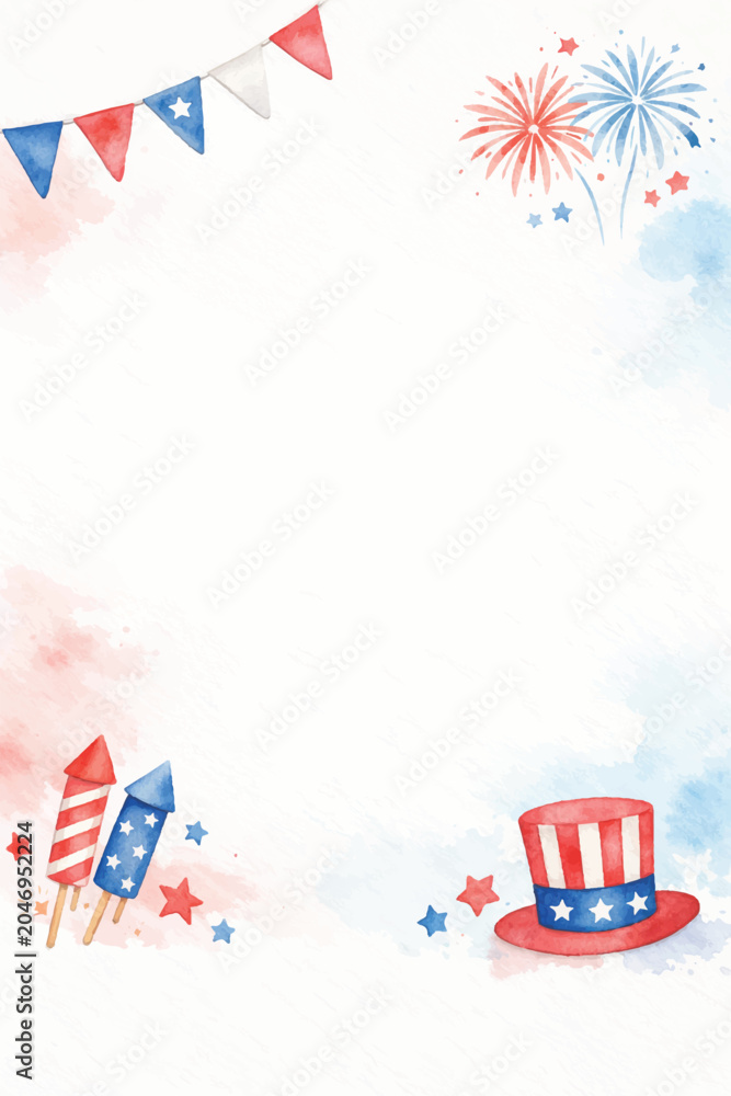 Obraz premium 4th of july element watercolor background