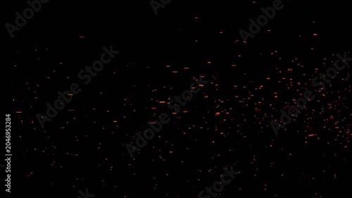 Burning red hot sparks and embers flying against black background creating a fiery particle effect