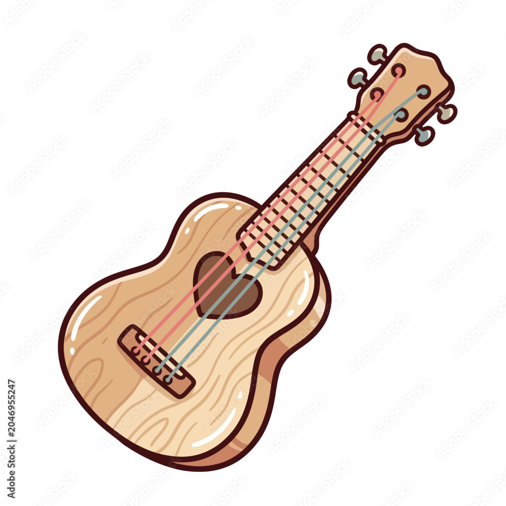 Fototapeta premium A cute ukulele with a heart soundhole and colorful strings for musical enjoyment and creative expression