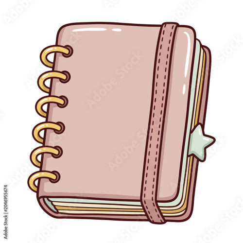 Cute pink spiral notebook with a star bookmark for journaling and planning life