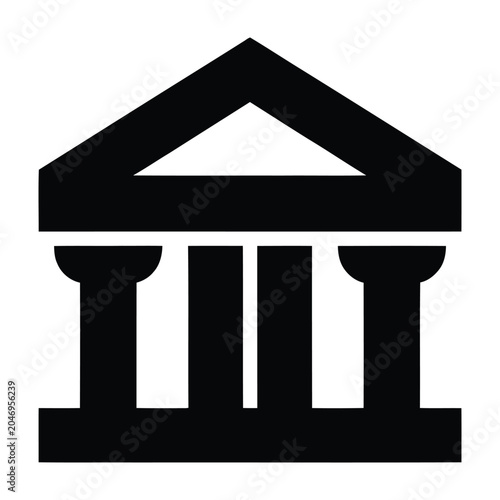 Tableau sur toile Simple iconic illustration of ancient greek temple with triangular pediment and