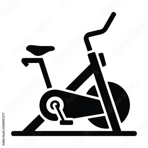 Stationary bicycle exercise bike icon for fitness and workout routine at gym  indoor cycling