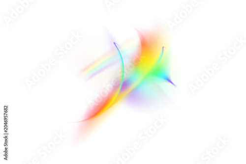 Konstfotografi Abstract rainbow light rays flare effect on white background with abstract spect