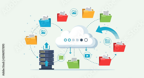 Cloud Computing Data Storage and Server Network Illustration
