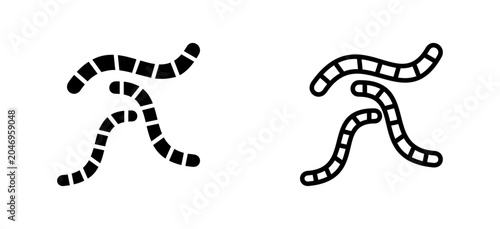 Schilderij op canvas Style Glyph And Line Collection Vector Icon of Worm