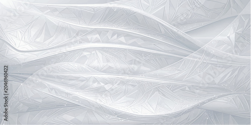 Billede på lærred A crumpled white silk fabric backdrop features a textured frost and ice pattern
