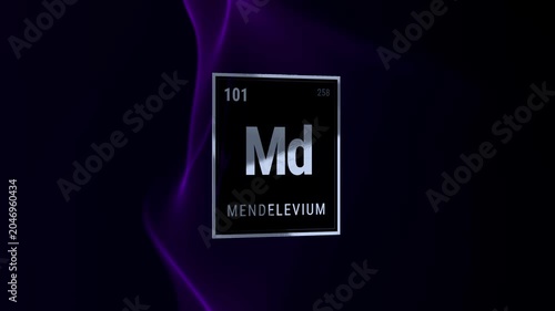 Mendelevium Periodic Table Element Symbol on Dark Background