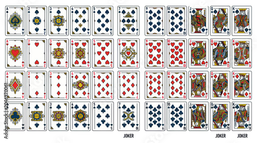 Bild auf Leinwand Full Deck of Playing Cards - All Suits and Ranks