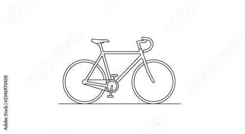 Minimalist outline illustration of a classic road bicycle, embodying the essence of cycling, speed, and a healthy, active lifestyle
