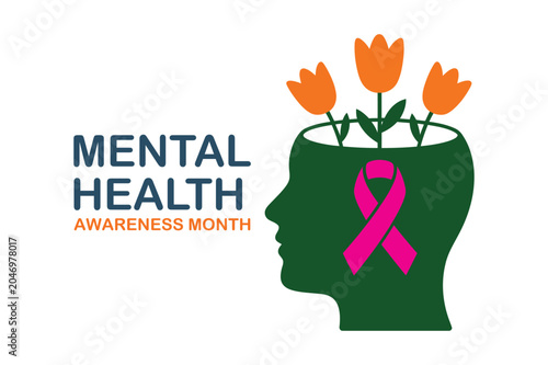 Mental health awareness month green head with flowers