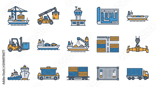 Logistics and Transportation Equipment Icons