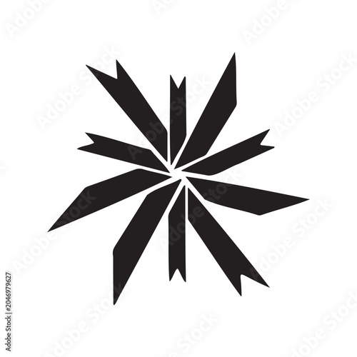 Abstract black and white starburst pattern with sharp geometric lines