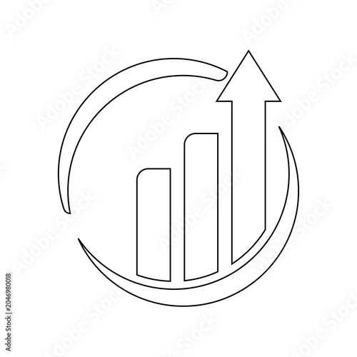 Business growth graph icon with upward arrow showing finance success, market progress and chart diagram in 3D vector illustration design