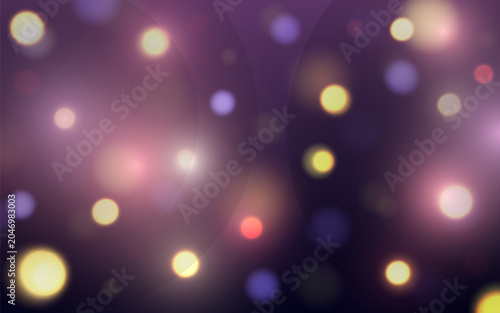 Colorful Purple Bokeh Lights Abstract Background with Glowing Defocused Light Particles, Background decoration