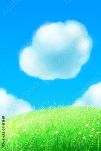 green grass and blue sky