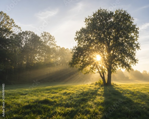 Sunlit morning fields