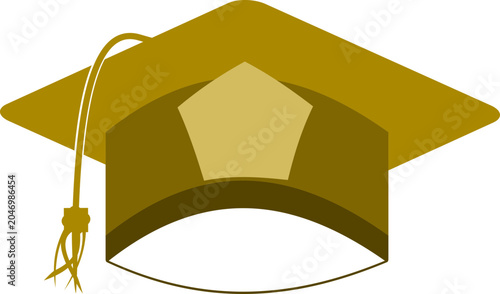 Foto Elegant golden graduation cap illustration with tassel for academic achievement,
