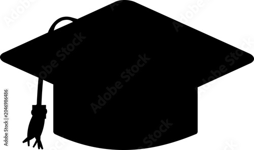 Vászonkép graduation cap silhouette icon with tassel for academic success, education brand