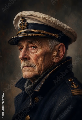 A solemn portrait of a naval officer