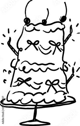 Whimsical Wedding Cake Hand Drawn Sweet Dessert Celebration Illustration