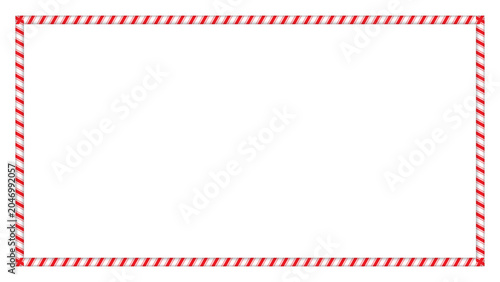 Fotografie Red and white striped airmail border frame isolated on white background rectangl