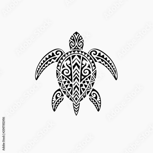 Tribal turtle tattoo, intricate, symbolic representation, on a white background 