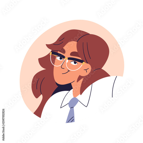 Young woman in glasses avatar. Smiling female office worker wearing spectacle...