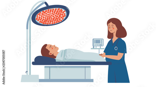 Medical professional monitoring patient during surgery in hospital