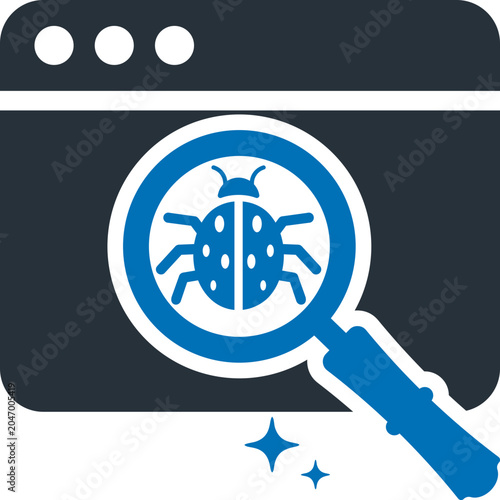debug icon concept in blue color
