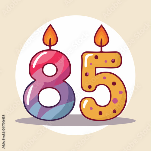 Number 85 Birthday Candles