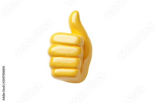 Bright Yellow 3 D Rendered Thumbs Up Hand Gesture Isolated on Black Background thumbsup approval