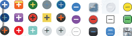 Fotografía Plus and minus math sign vector bundle with flat colorful web interface zoom con