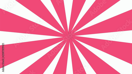 Cuadro en lienzo Pink and white alternating triangular rays converging at center forming abstract