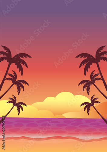 夕日の南国風景
