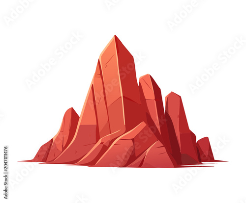 Schilderij op canvas Sharp red rock mountain crag element for desert wilderness game environment land