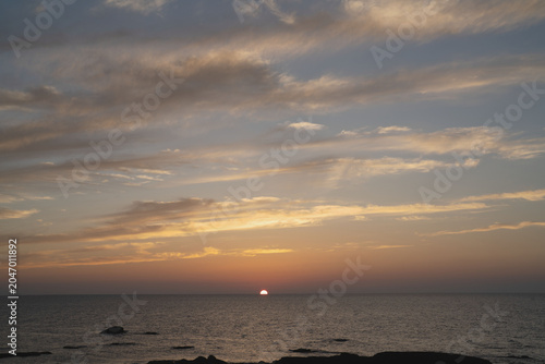 Hokkaido, flowing clouds and coastline, with coast, in september, natural landscape