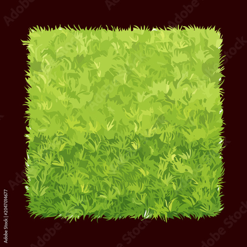 Dense green turf grass square tile vector illustration for backyard lawn landscaping decoration and organic environment pattern texture asset