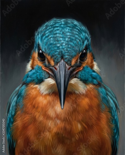 Kingfisher bird artwork showcasing vibrant blue and orange feathers