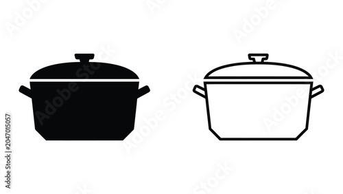 Two vintage cooking pots with lids illustration
