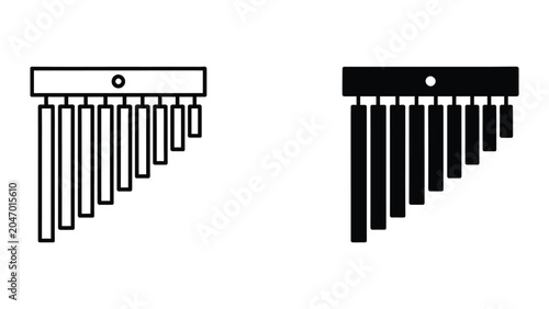 Black and white marimba xylophone keys illustration
