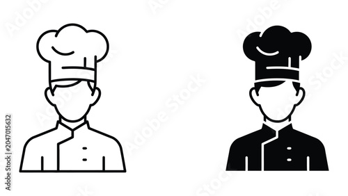 Chefs with different colored uniforms and hats